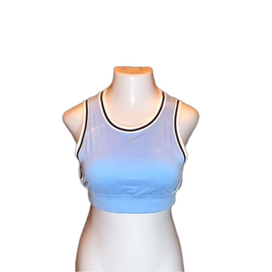 SINCERELY JULES ACTIVE Light Blue w/ Black & White Stripes Sports Bra Size L